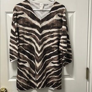 Chico’s Zebra Print V-Neck Women's Top Size 3 (XL 16)